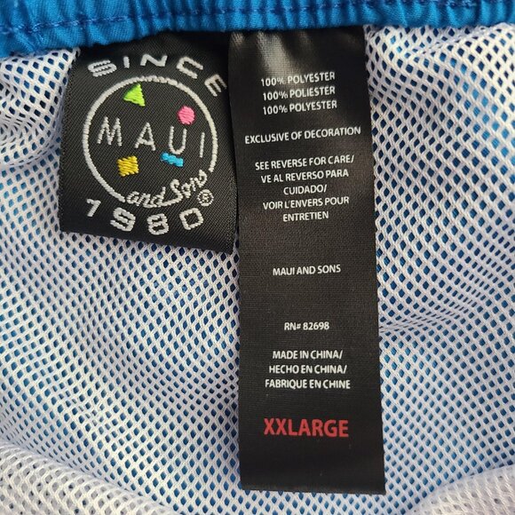 Maui & Sons Men's Texas Chill Vibes Pool Shorts Cobalt Size 3XL - Picture 4 of 13